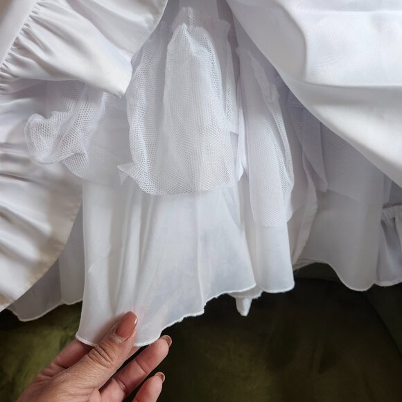 Girls White Dress Baptism Christening Gown Guardian Angel Cape Sz 2 - Picture 7 of 13